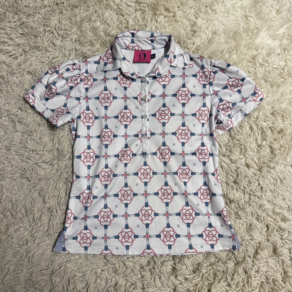 Women's White Horse Bit Polo Top